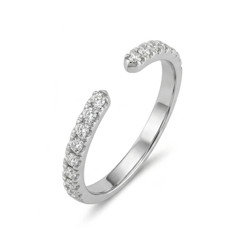 Open Pave Moissanite Wedding Band Ring