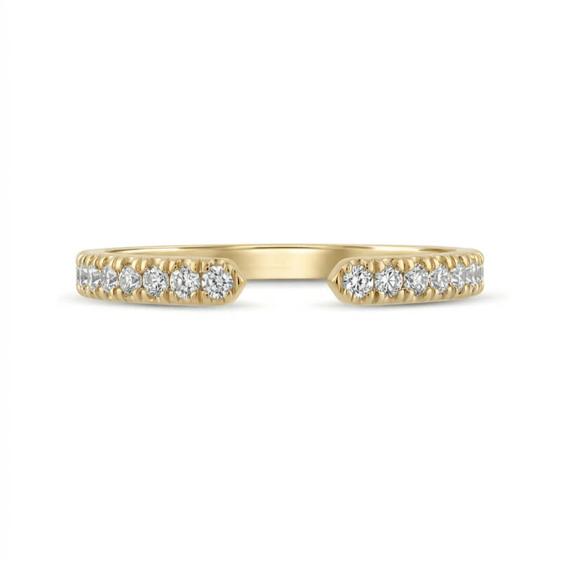Open Pave Moissanite Wedding Band Ring