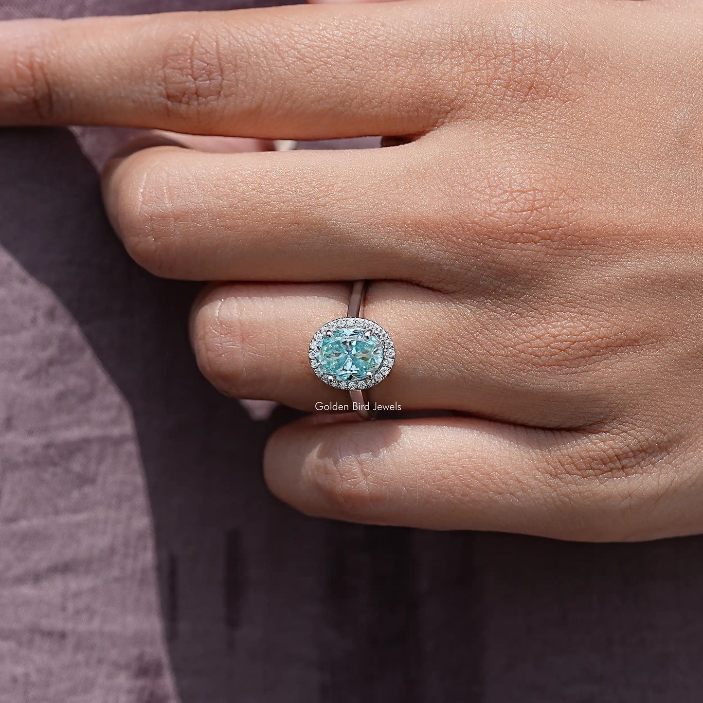 Old Mine Oval Cut Moissanite Solitaire Halo Ring