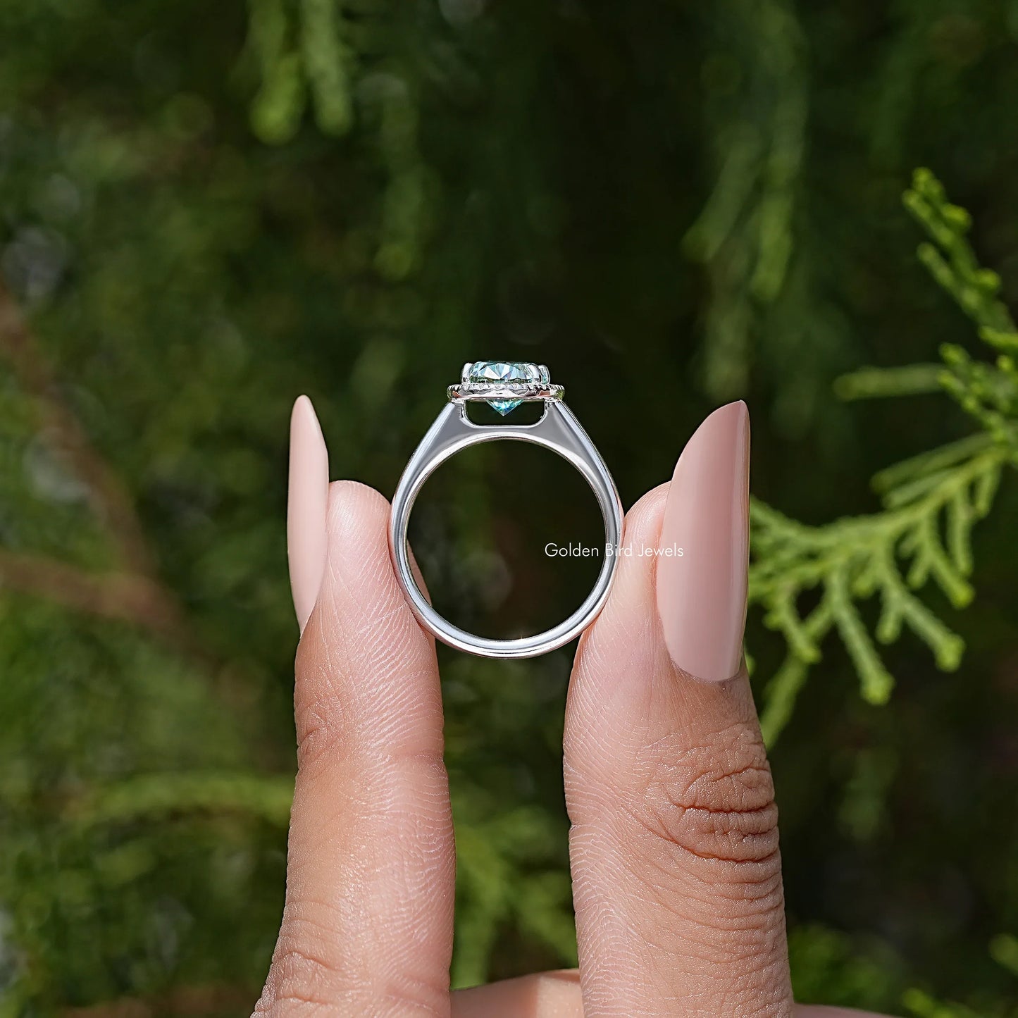 Old Mine Oval Cut Moissanite Solitaire Halo Ring