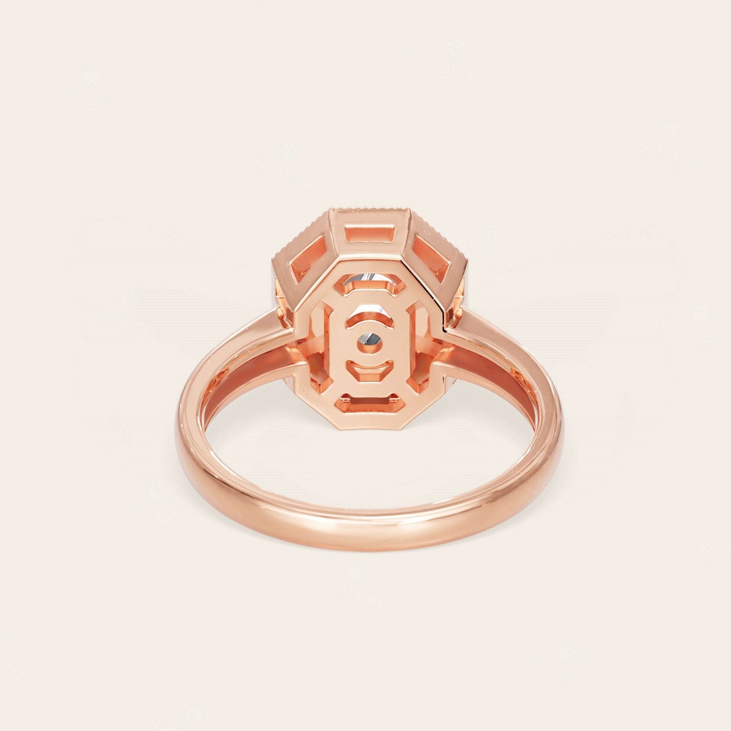 Oval Lab Grown Diamond Mosaic Design Art Deco Engagement Ring