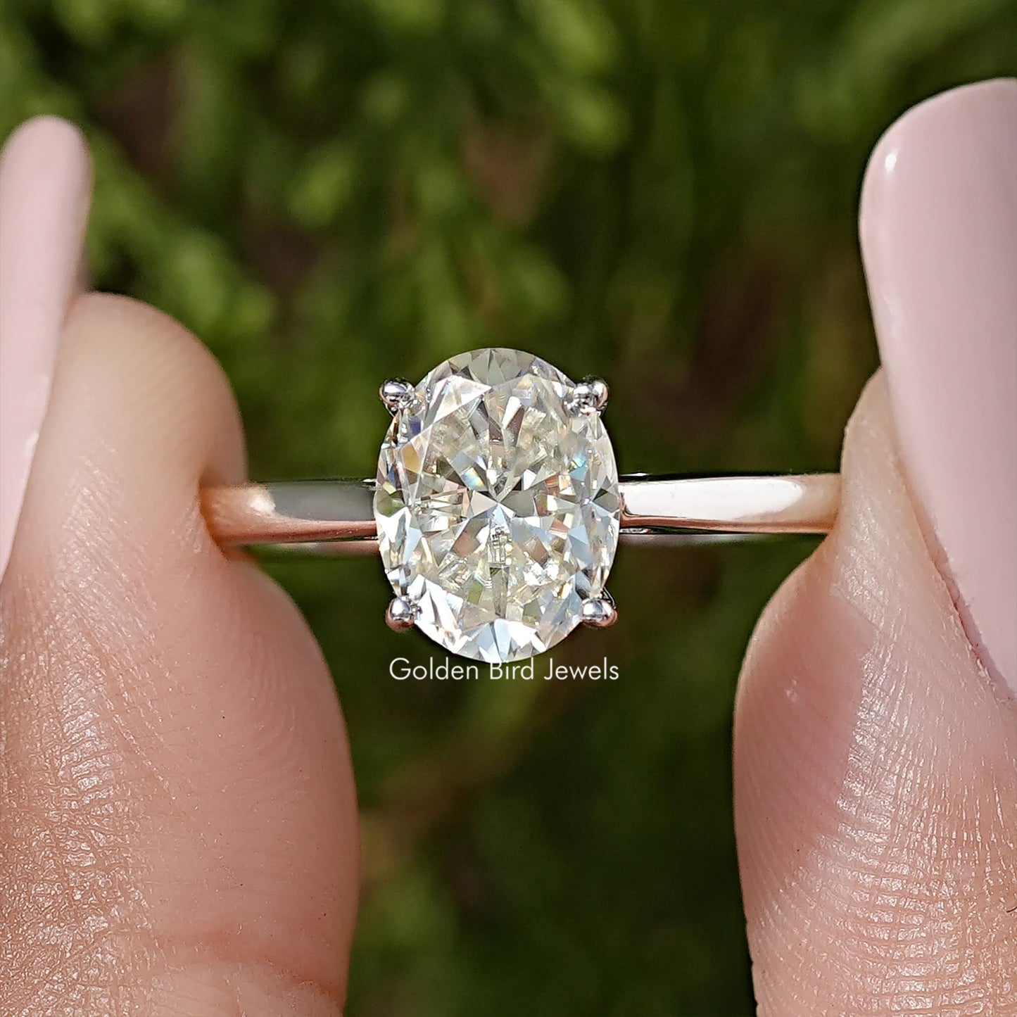 Oval Moissanite Solitaire Engagement Ring