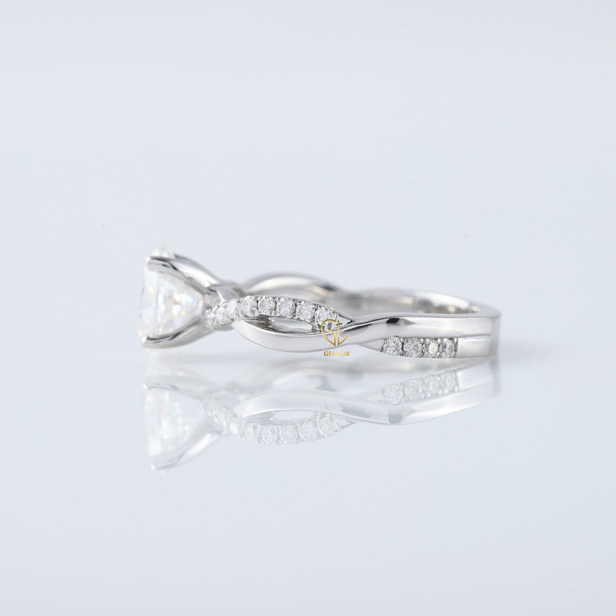 Oval Cut Lab Grown Twisted Accent Engagement Ring
