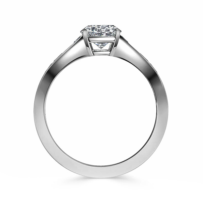 Oval Cut Moissanite Channel-Set Baguette Accents Engagement Ring