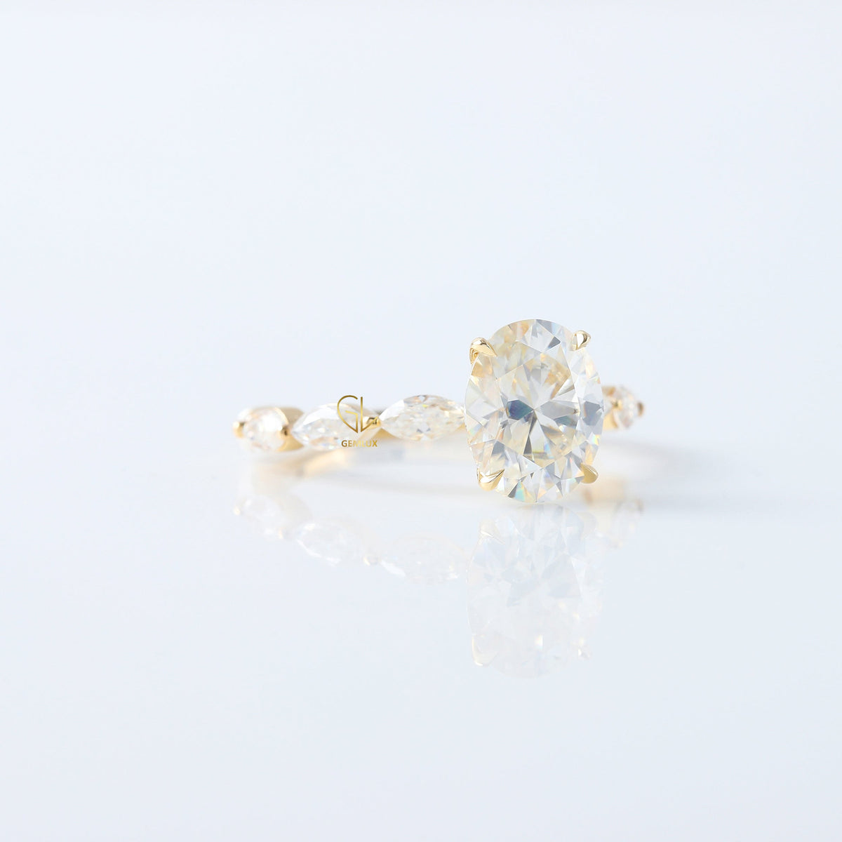 Oval Cut Moissanite Solitaire With Accent Ring