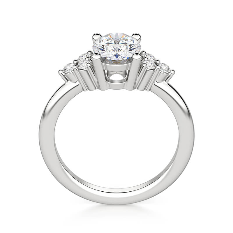 Oval Cut Moissanite With Cluster Accents Engagement Ring