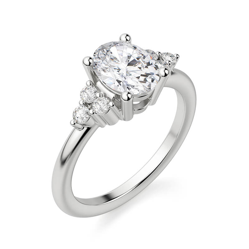 Oval Cut Moissanite With Cluster Accents Engagement Ring