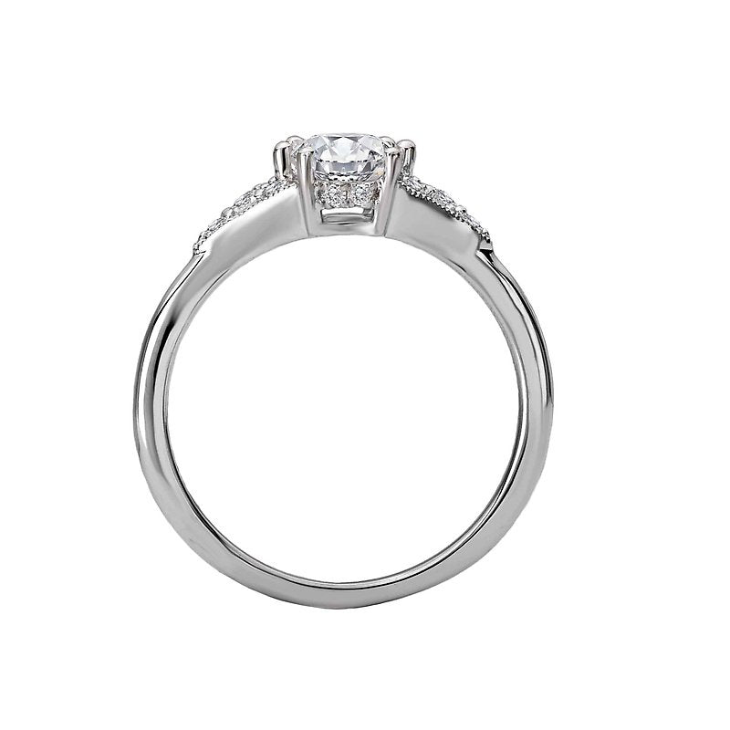 Oval Cut Moissanite With Side Stone Milgrain Engagement Ring
