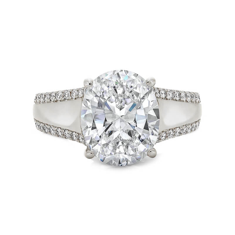 Oval Moissanite Uneek Wide Band Pave Engagement Ring