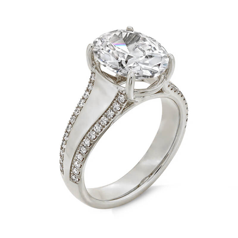 Oval Moissanite Uneek Wide Band Pave Engagement Ring