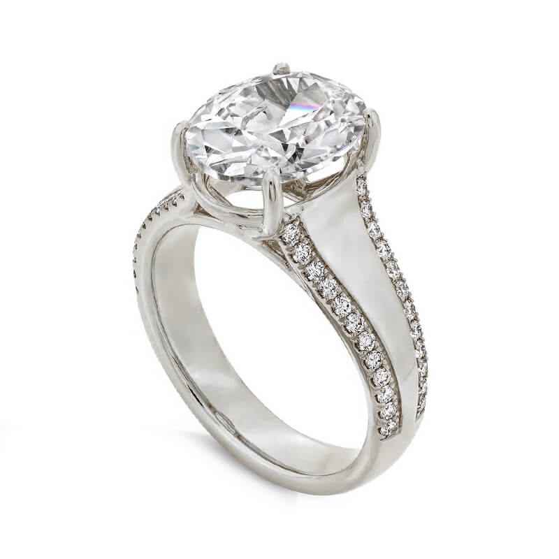 Oval Moissanite Uneek Wide Band Pave Engagement Ring