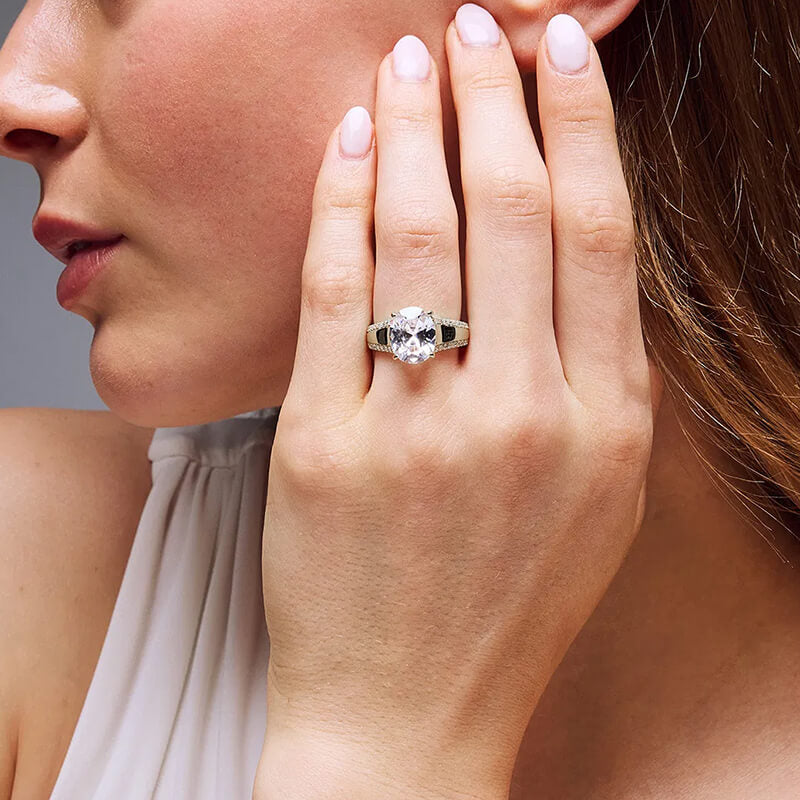 Oval Moissanite Uneek Wide Band Pave Engagement Ring