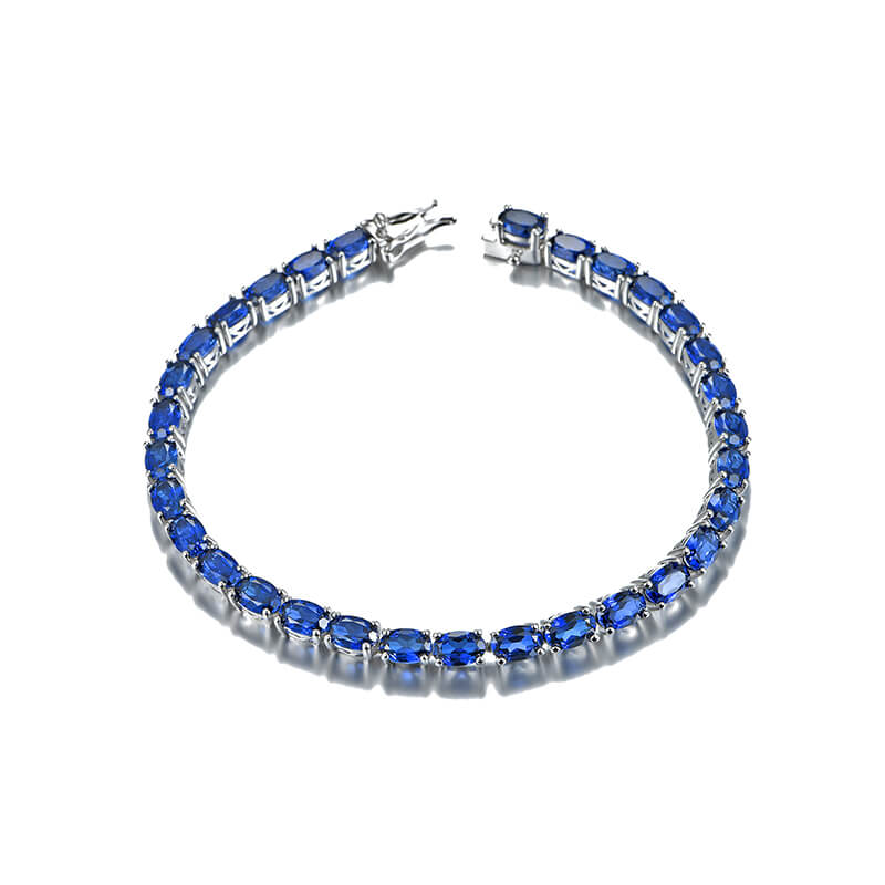 Oval Sapphire Tennis Bracelet In Sterling Silver