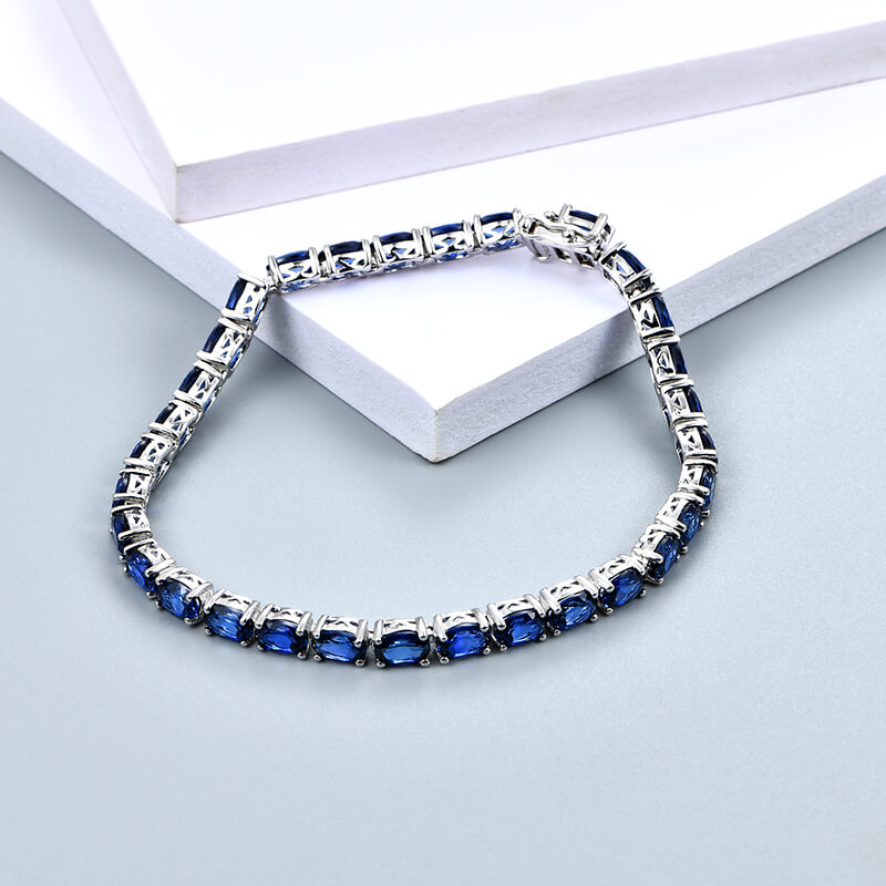 Oval Sapphire Tennis Bracelet In Sterling Silver