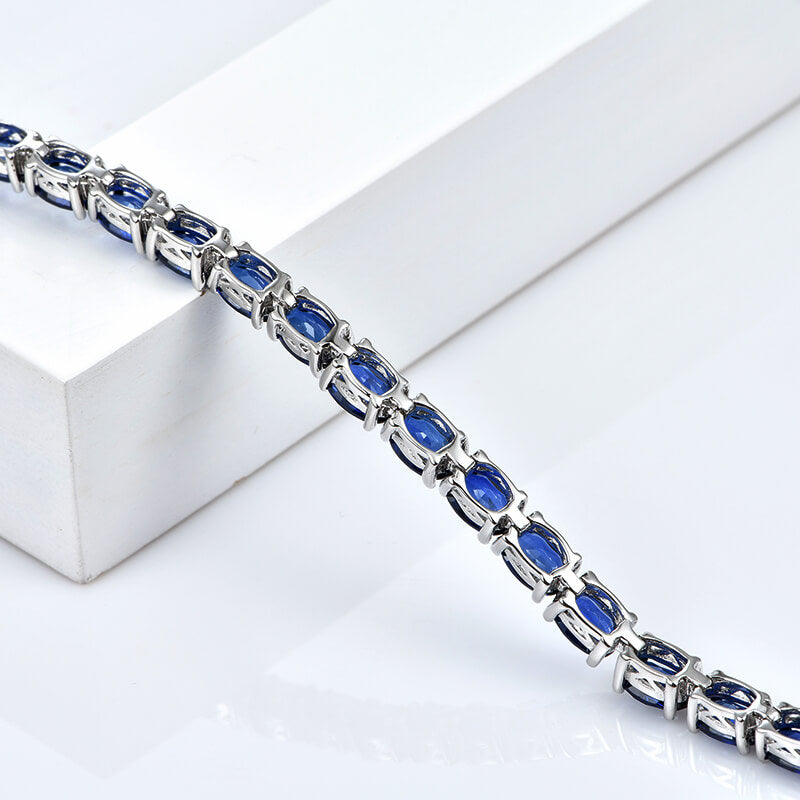 Oval Sapphire Tennis Bracelet In Sterling Silver