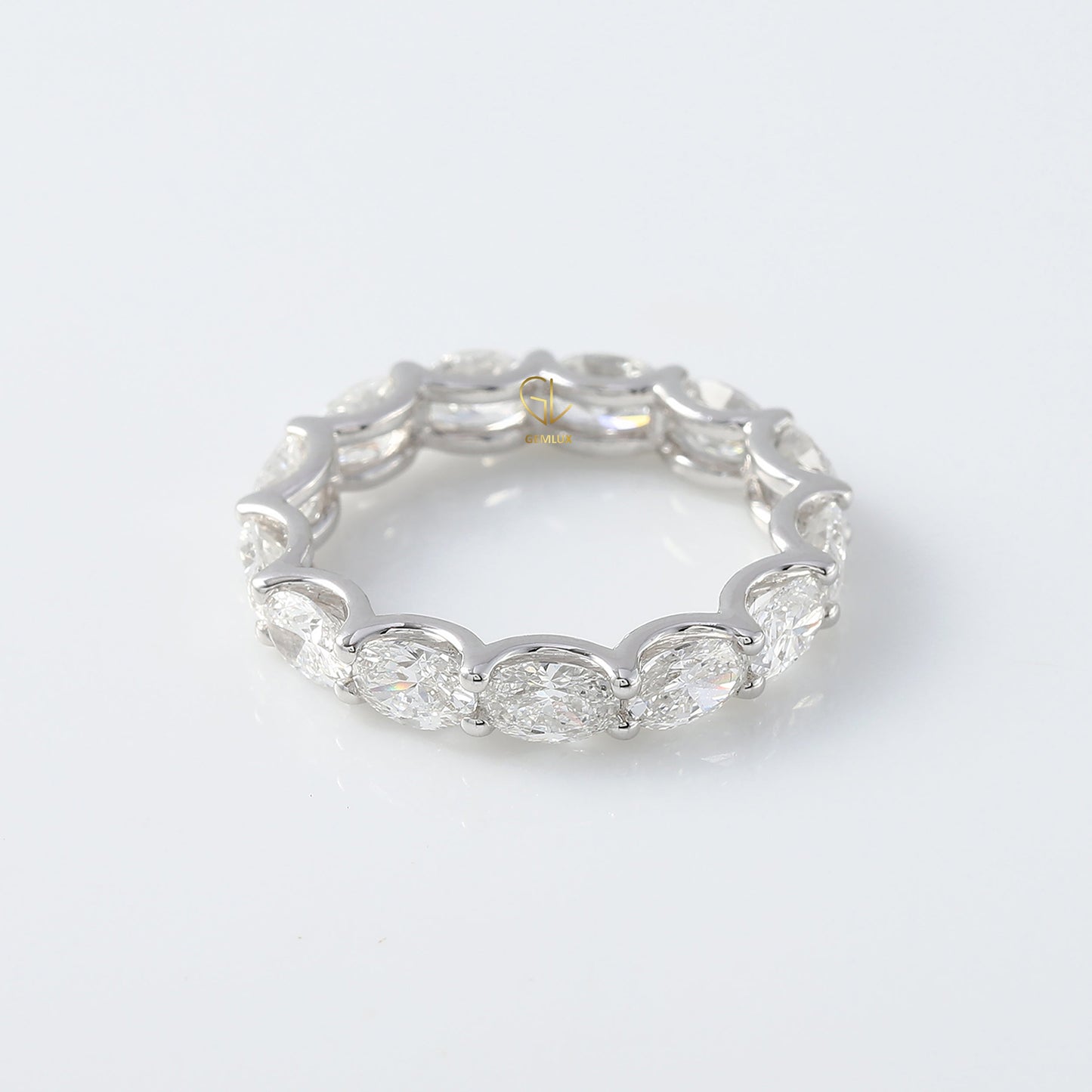 East to West Oval Cut Lab Grown Eternity Wedding Band
