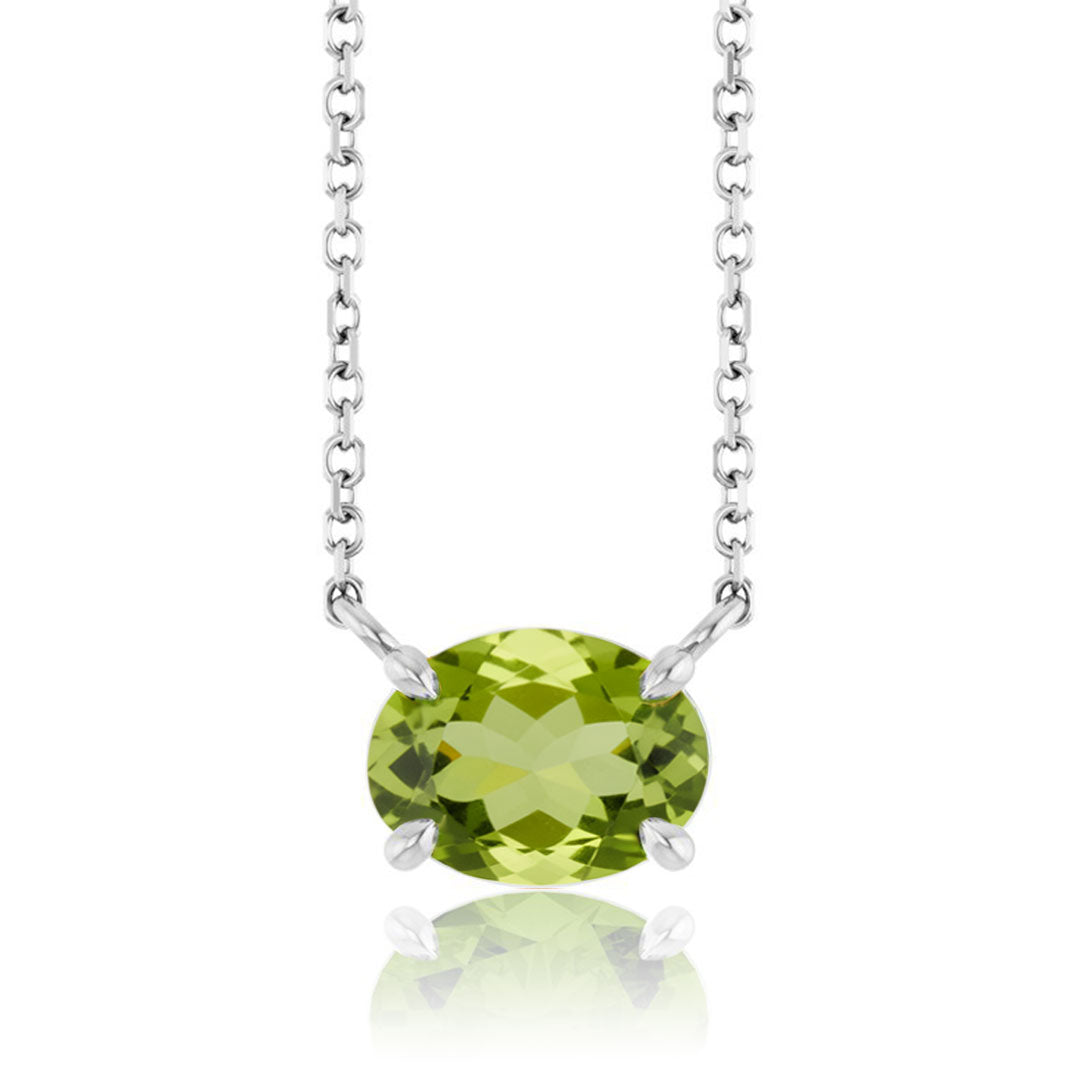 Oval Peridot Prong Set Birthstone Pendant Necklace