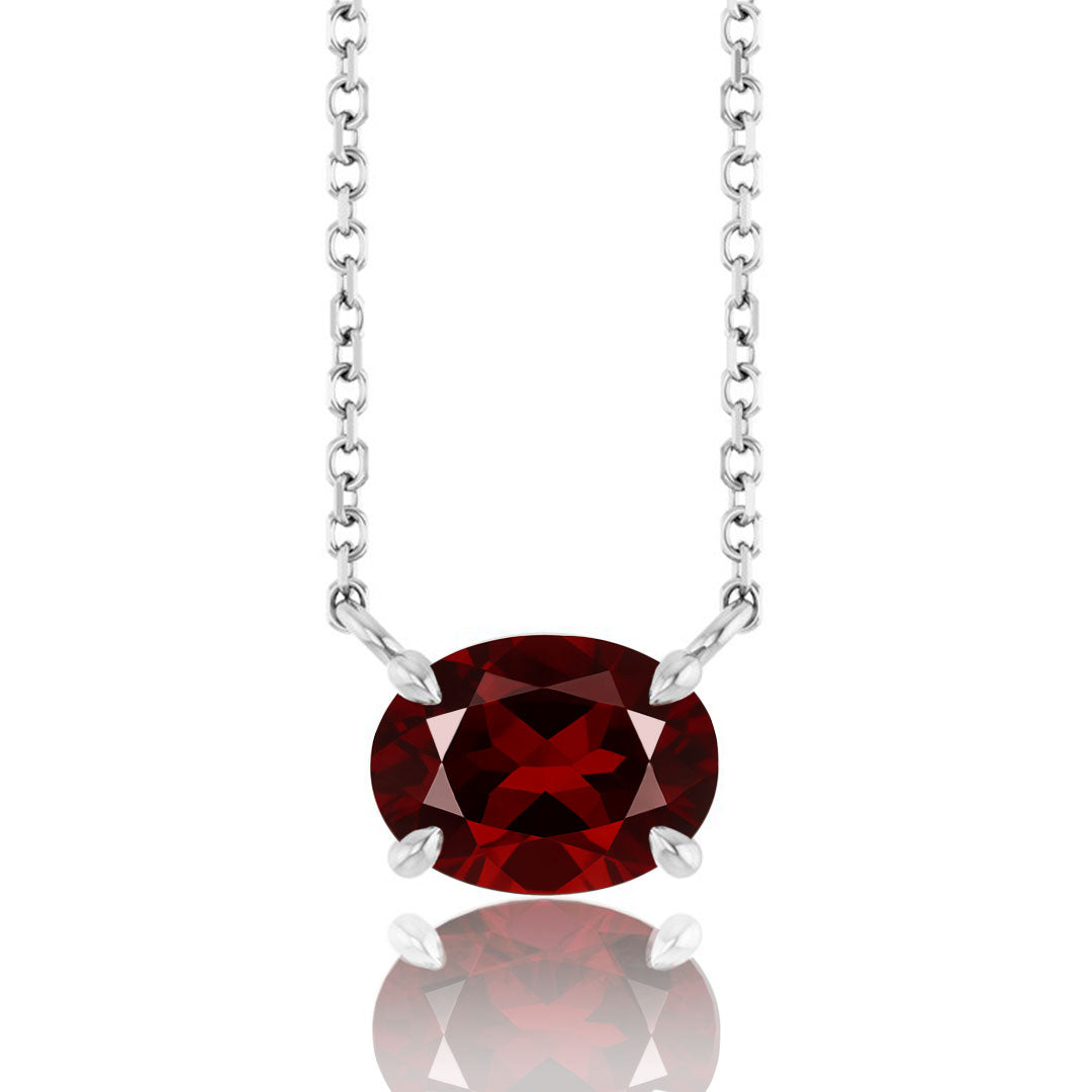 Oval Garnet Prong Set Birthstone Pendant Necklace