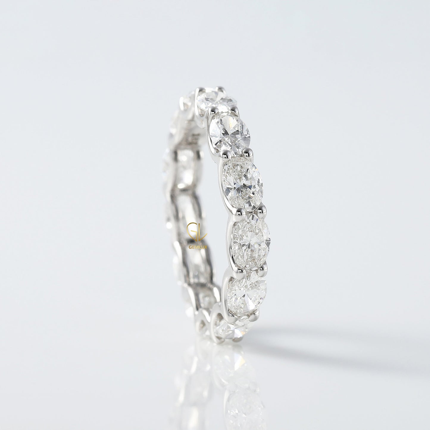 East to West Oval Cut Lab Grown Eternity Wedding Band