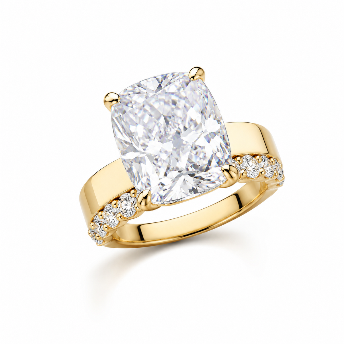 Cushion Cut Solitaire with Pavé Band Sterling Silver Bridal Set