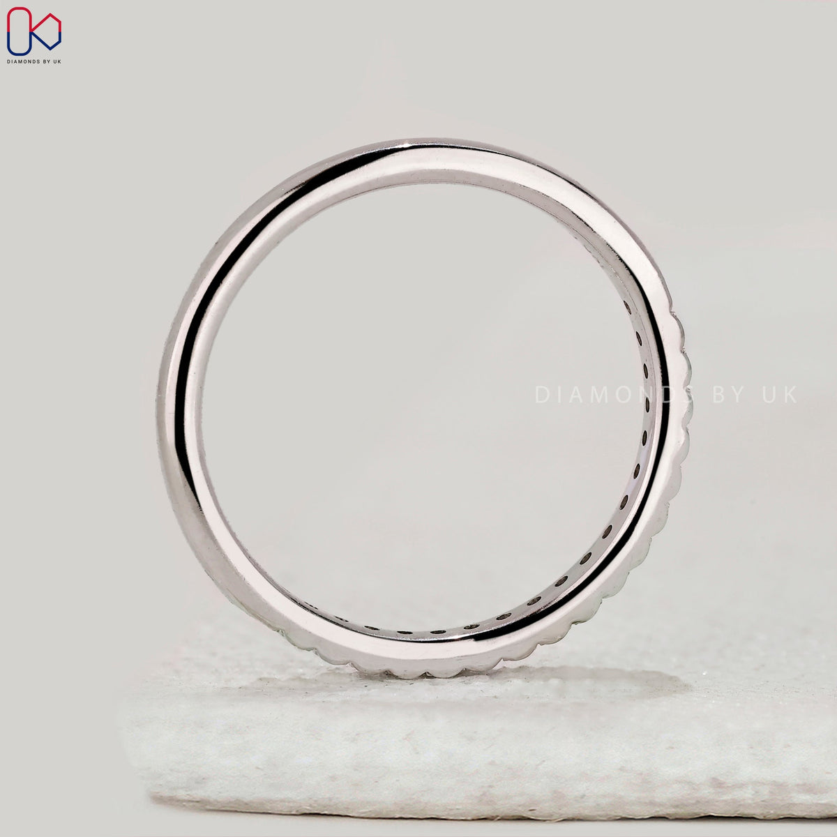 Round Diamond Half Eternity Band in White Gold