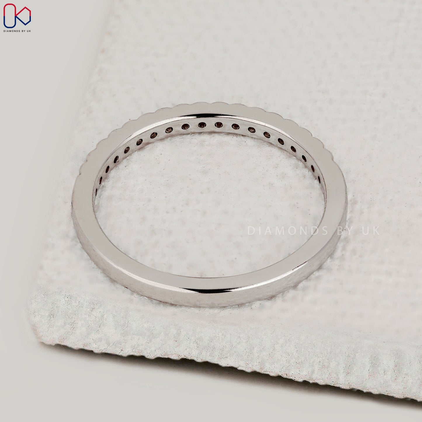 Round Diamond Half Eternity Band in White Gold