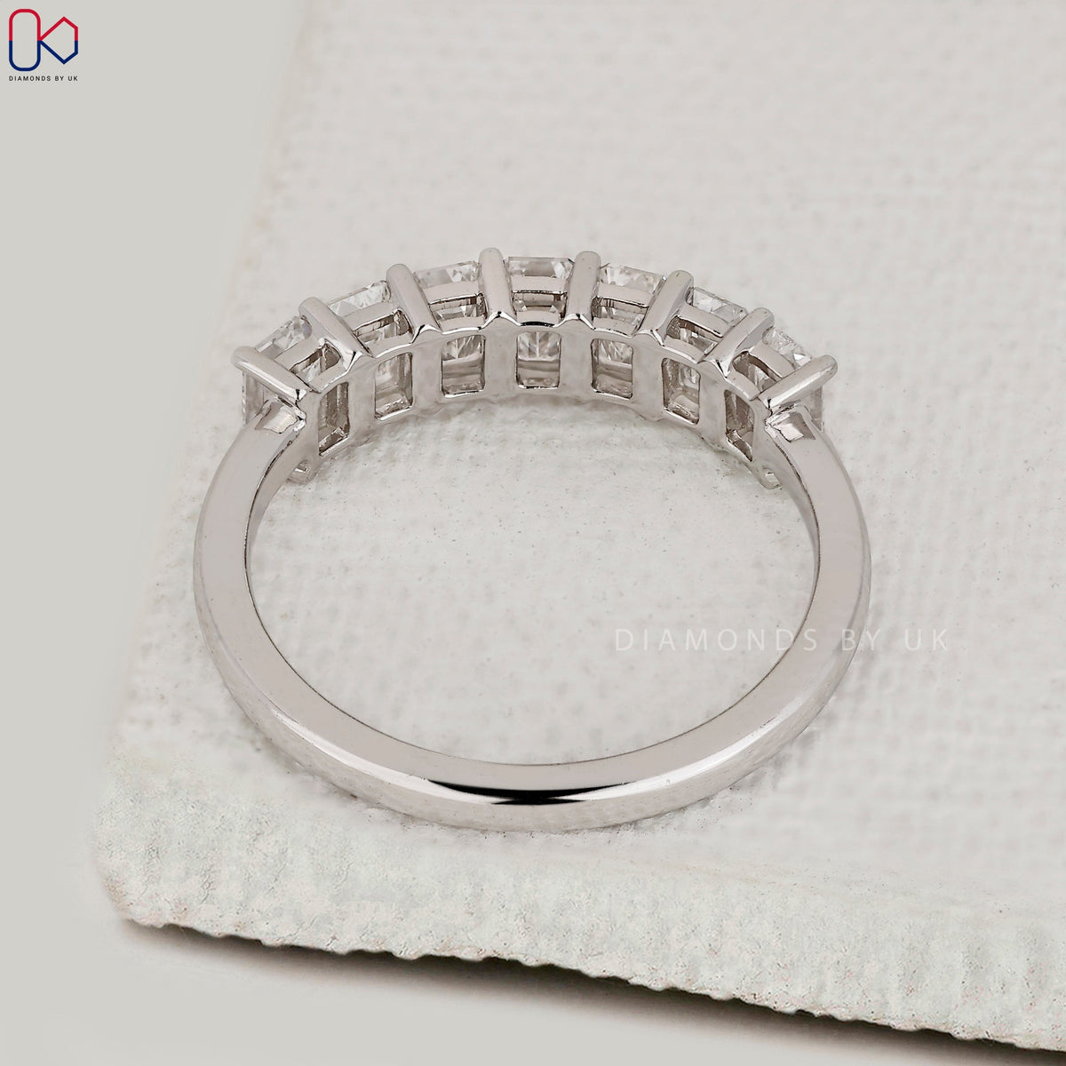 7 Stone Emerald Cut Wedding Band