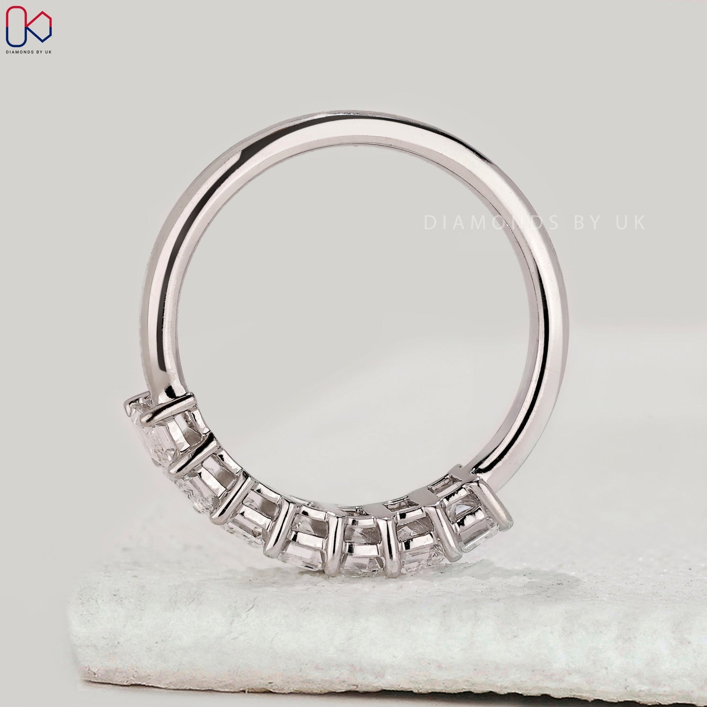 7 Stone Emerald Cut Wedding Band