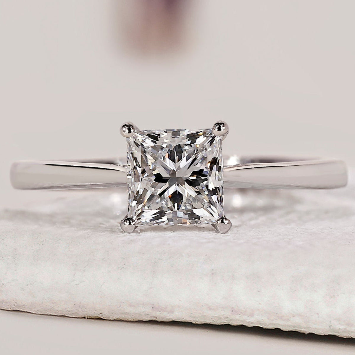 Princess Cut Engagement Ring In Solitaire Style