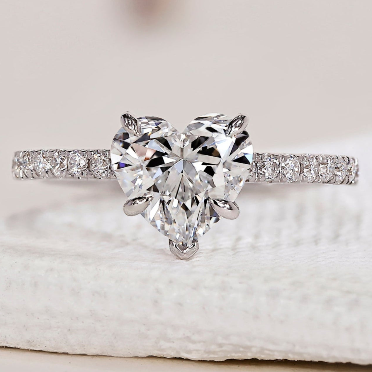 Heart Diamond Ring In Pave Setting