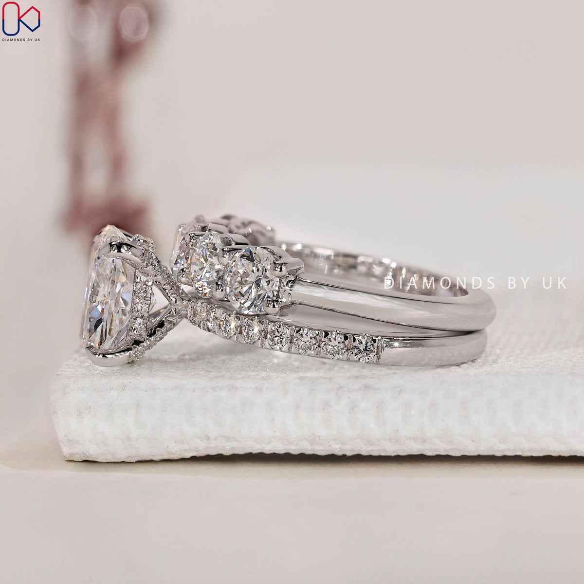 Cushion Cut Diamond Ring And Wedding Band