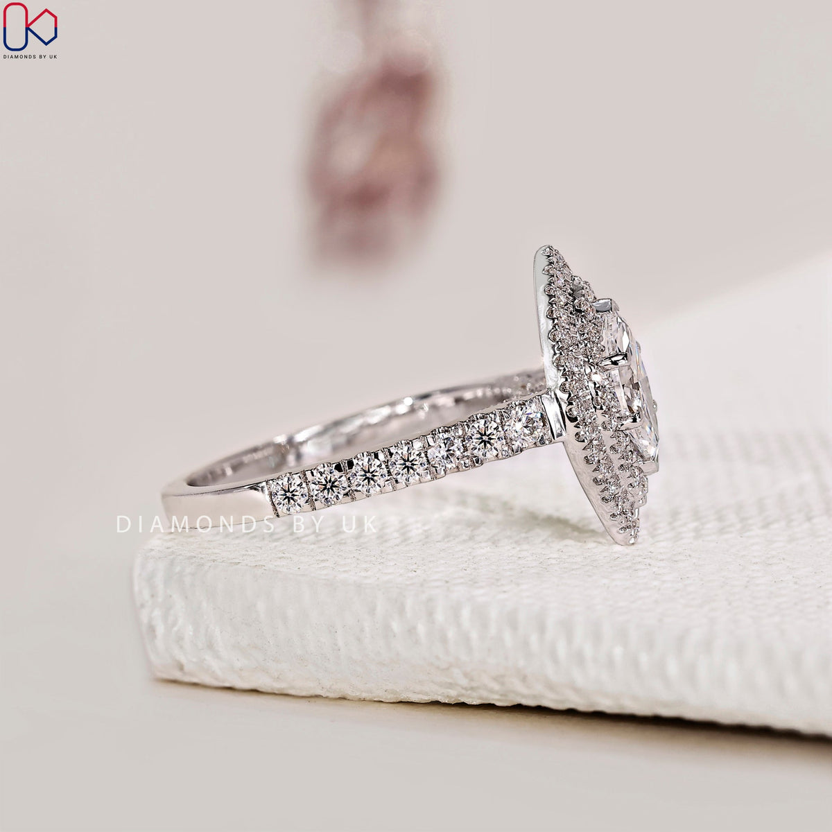 Double Halo Marquise Engagement Ring