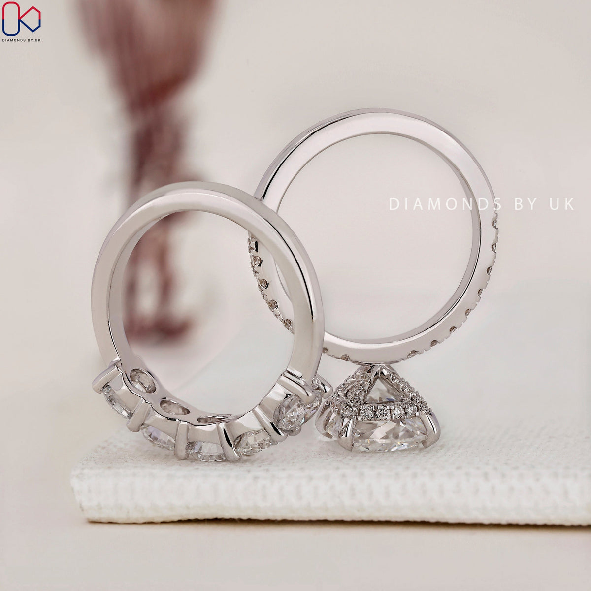 Cushion Cut Diamond Ring And Wedding Band