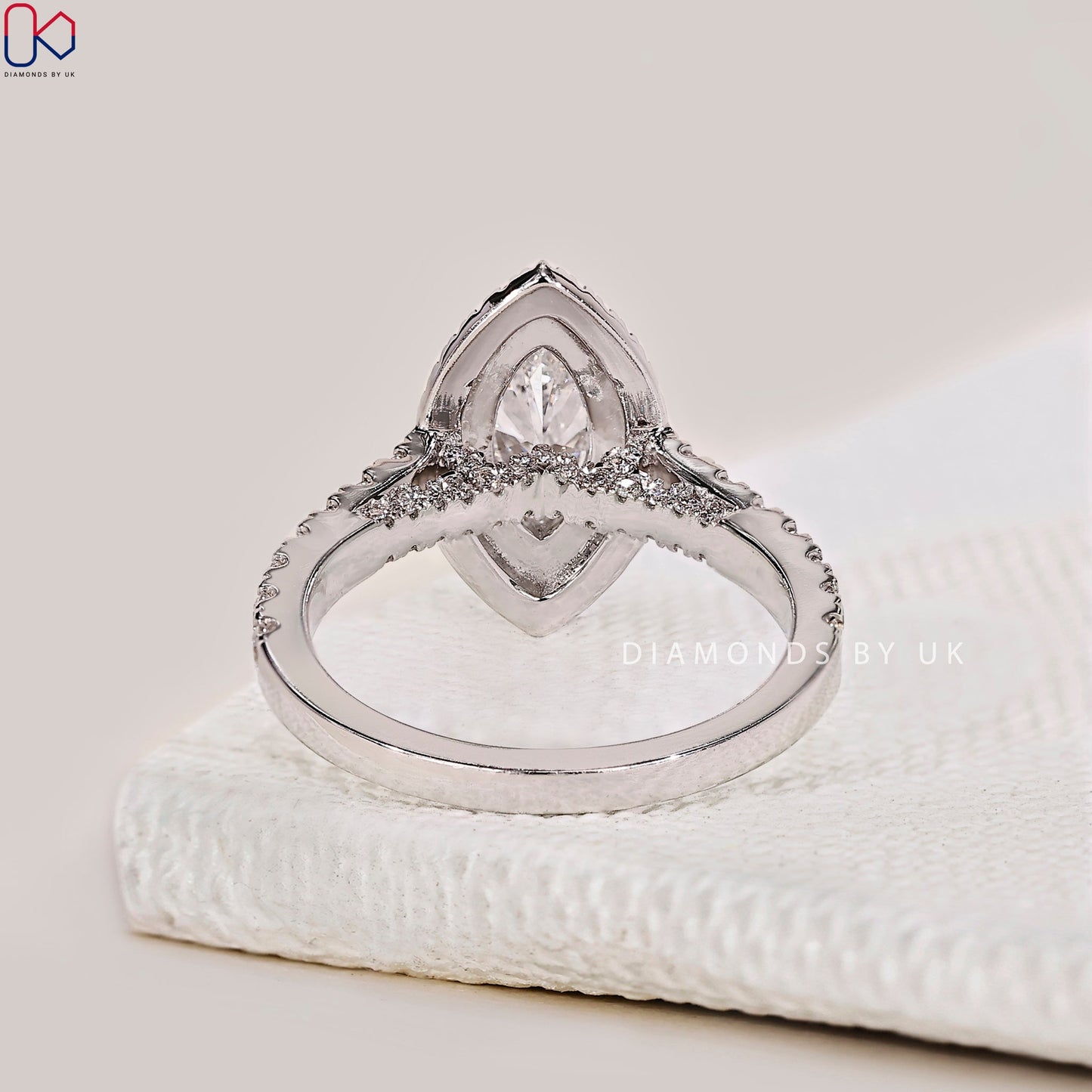 Double Halo Marquise Engagement Ring