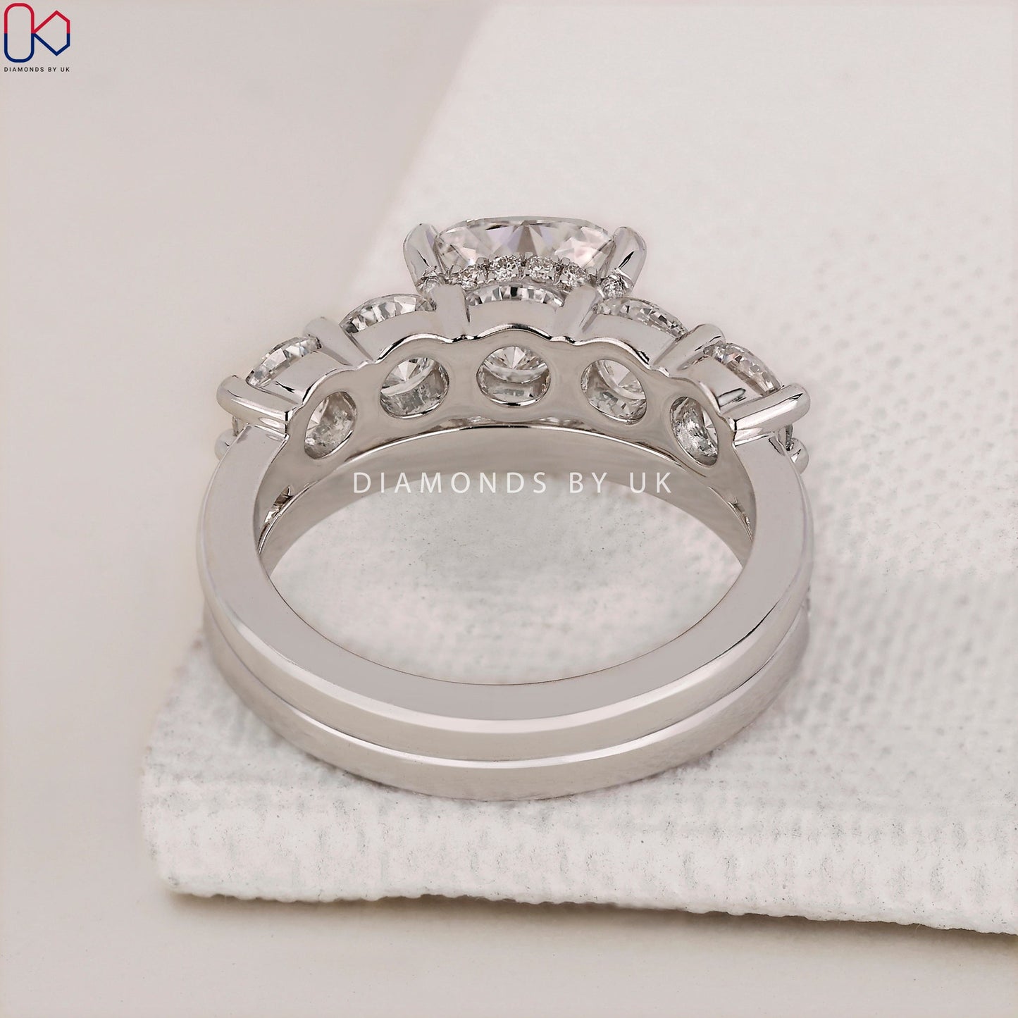 Cushion Cut Diamond Ring And Wedding Band