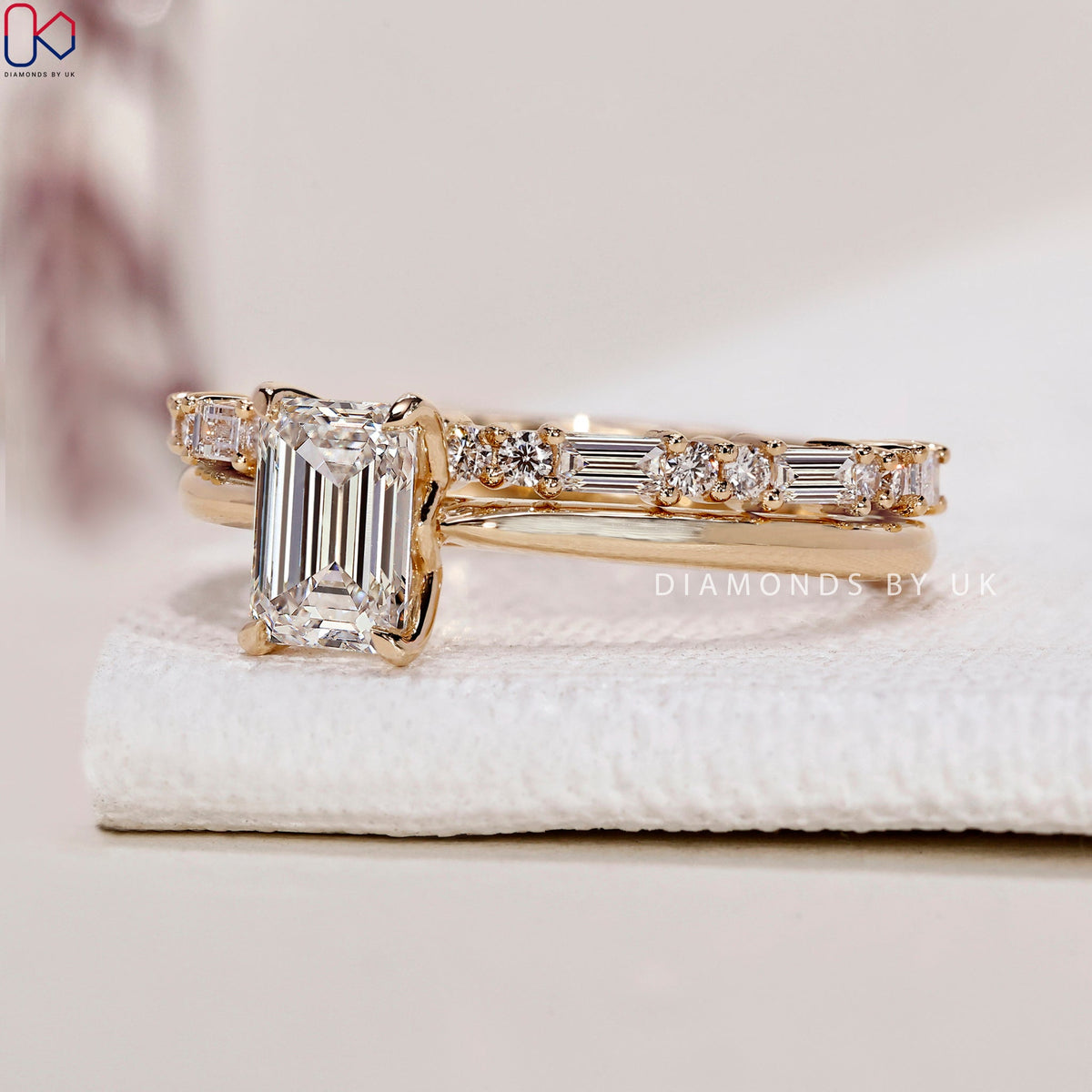 Emerald Cut Engagement Ring With Wedding Band