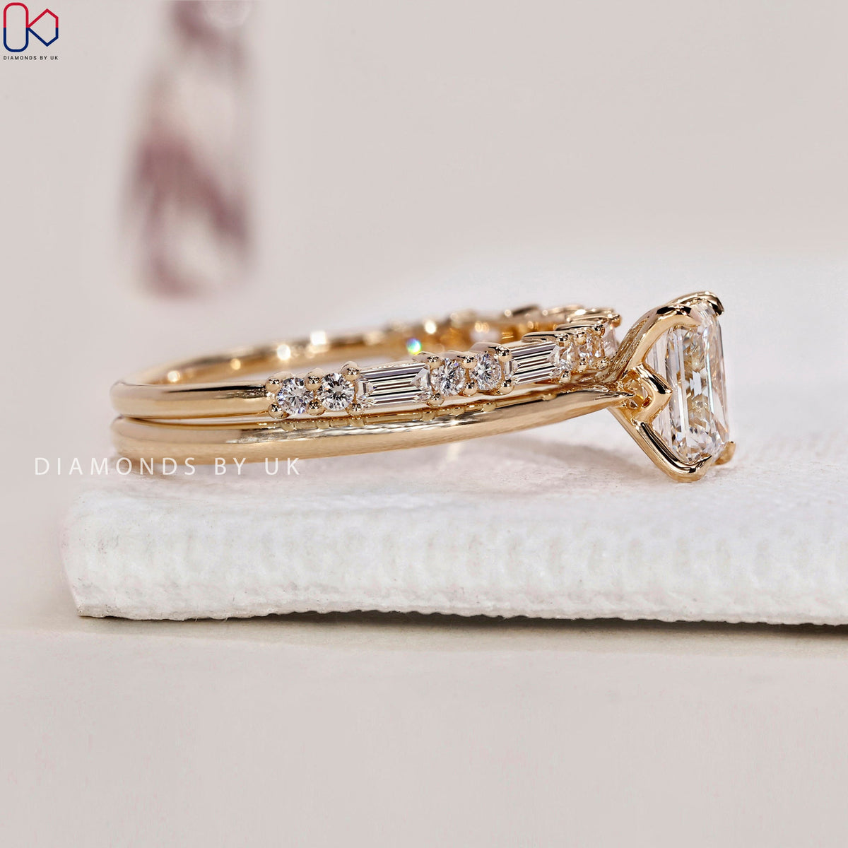 Emerald Cut Engagement Ring With Wedding Band