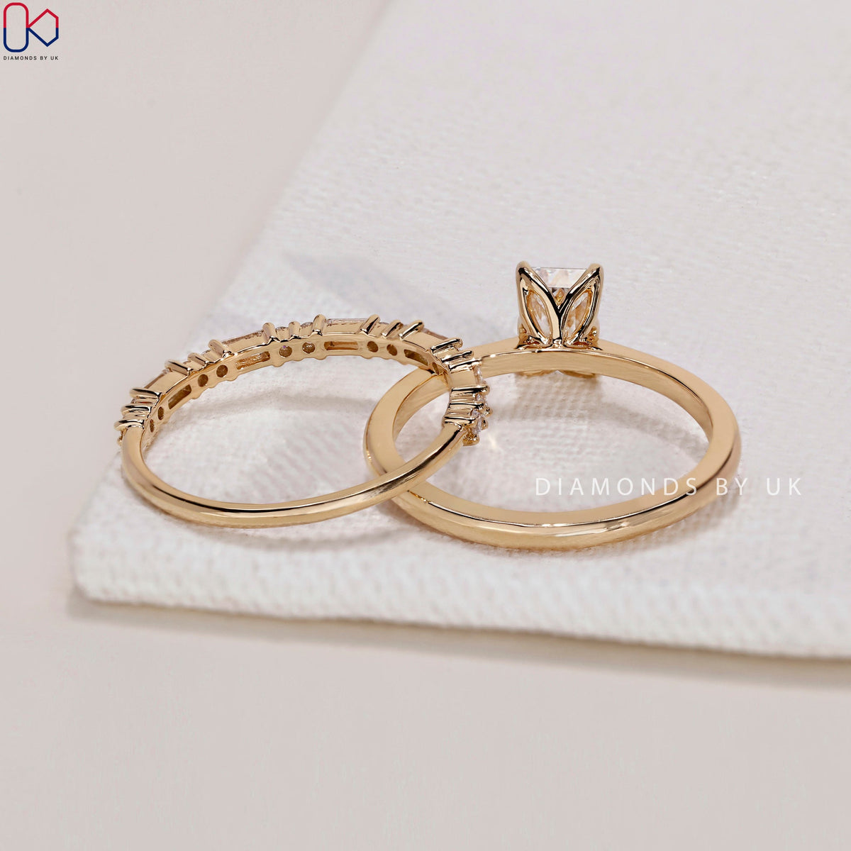Emerald Cut Engagement Ring With Wedding Band