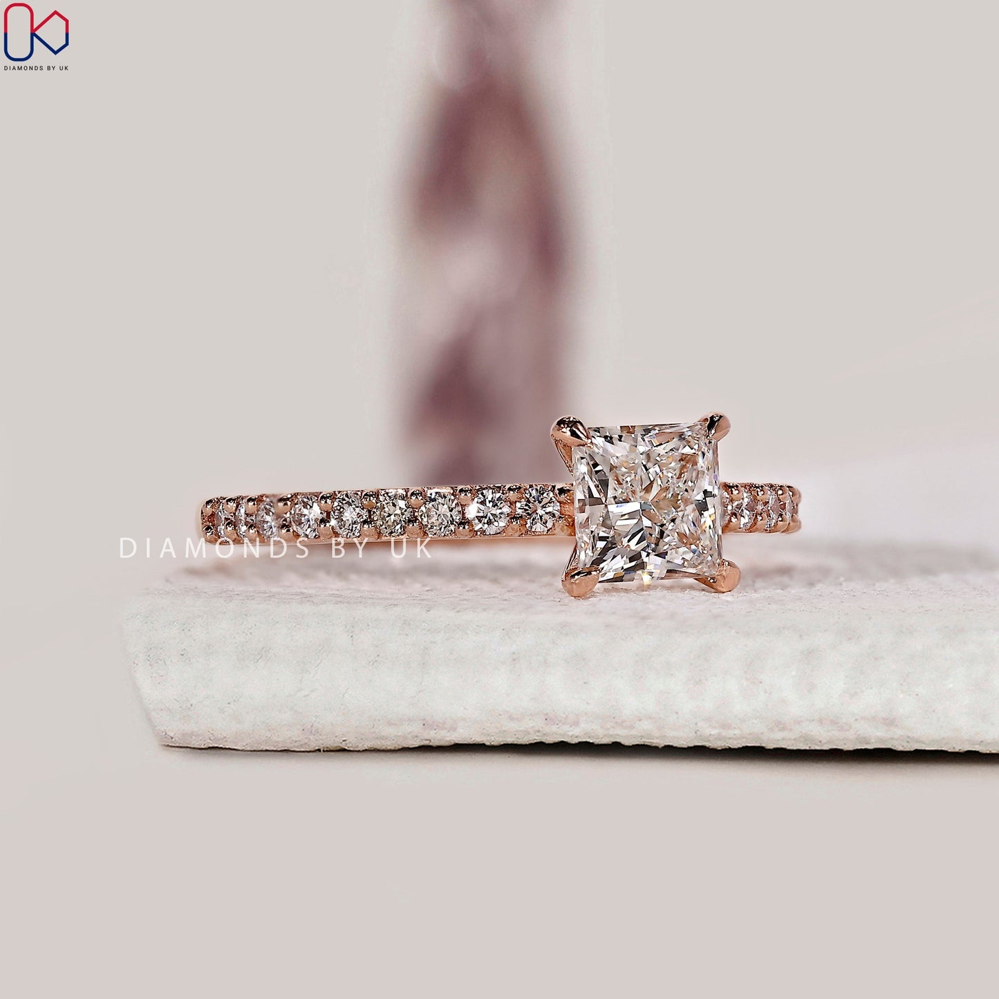 Princess Cut Engagement Ring With Pave Setting