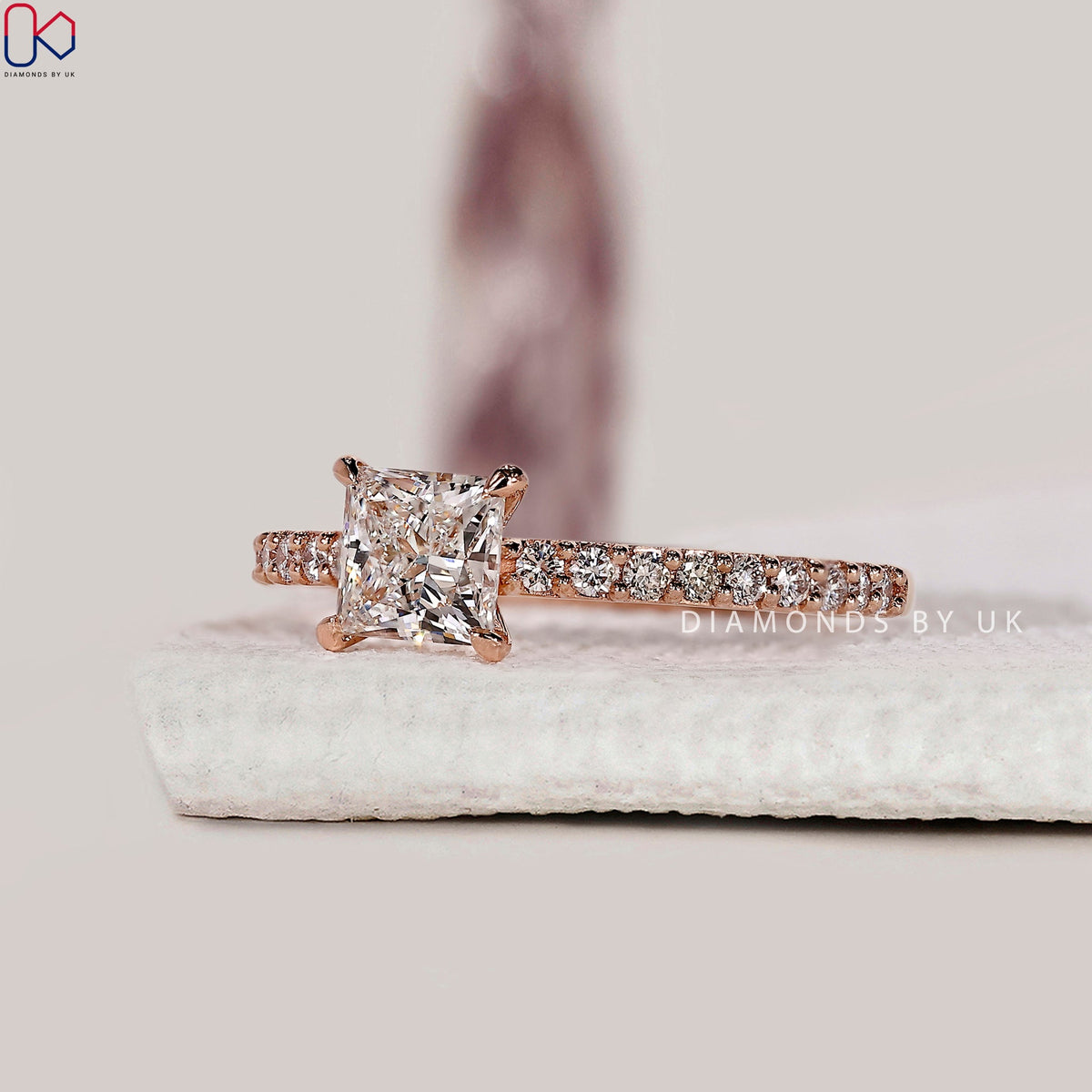 Princess Cut Engagement Ring With Pave Setting