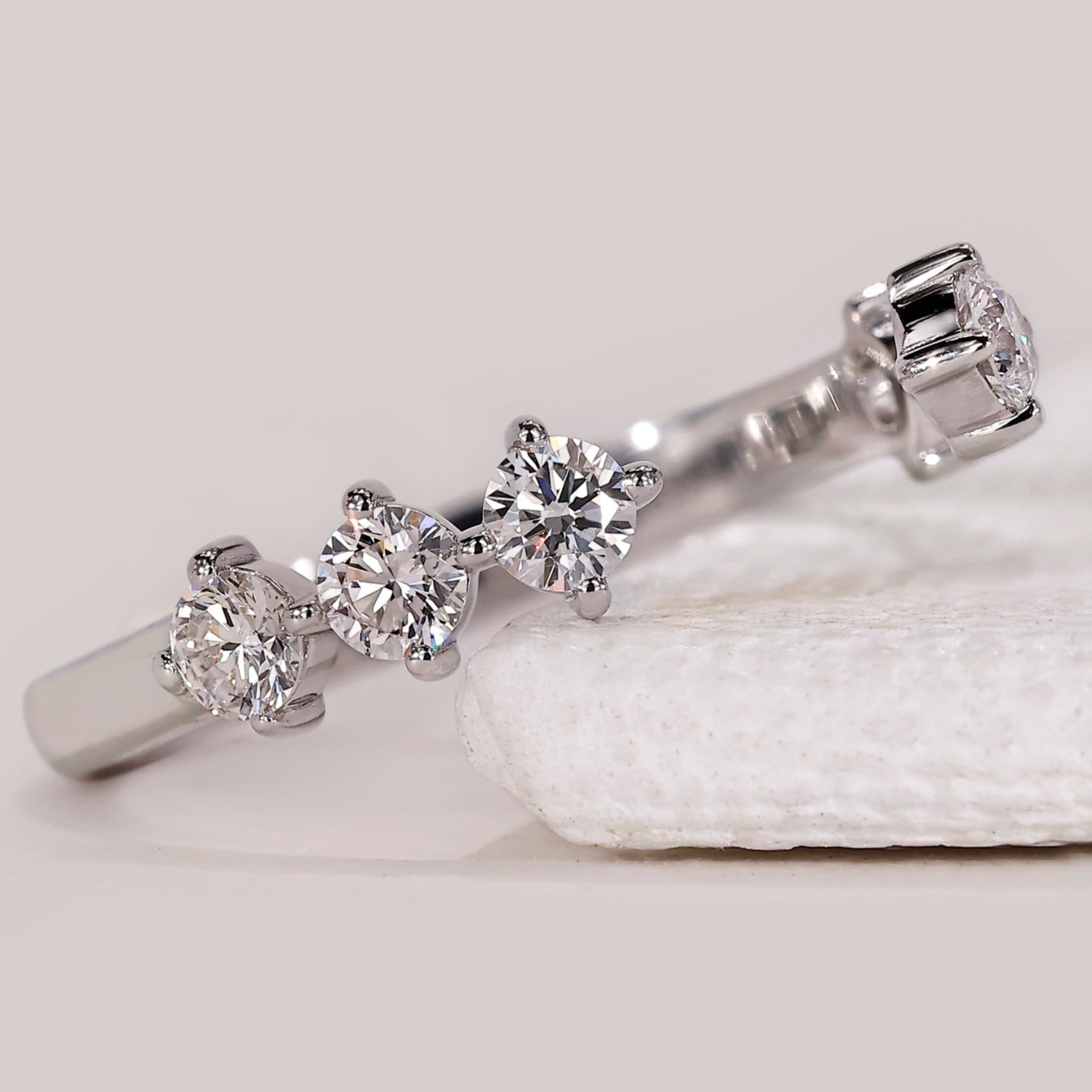 6 Stone Round Diamond Wedding Band