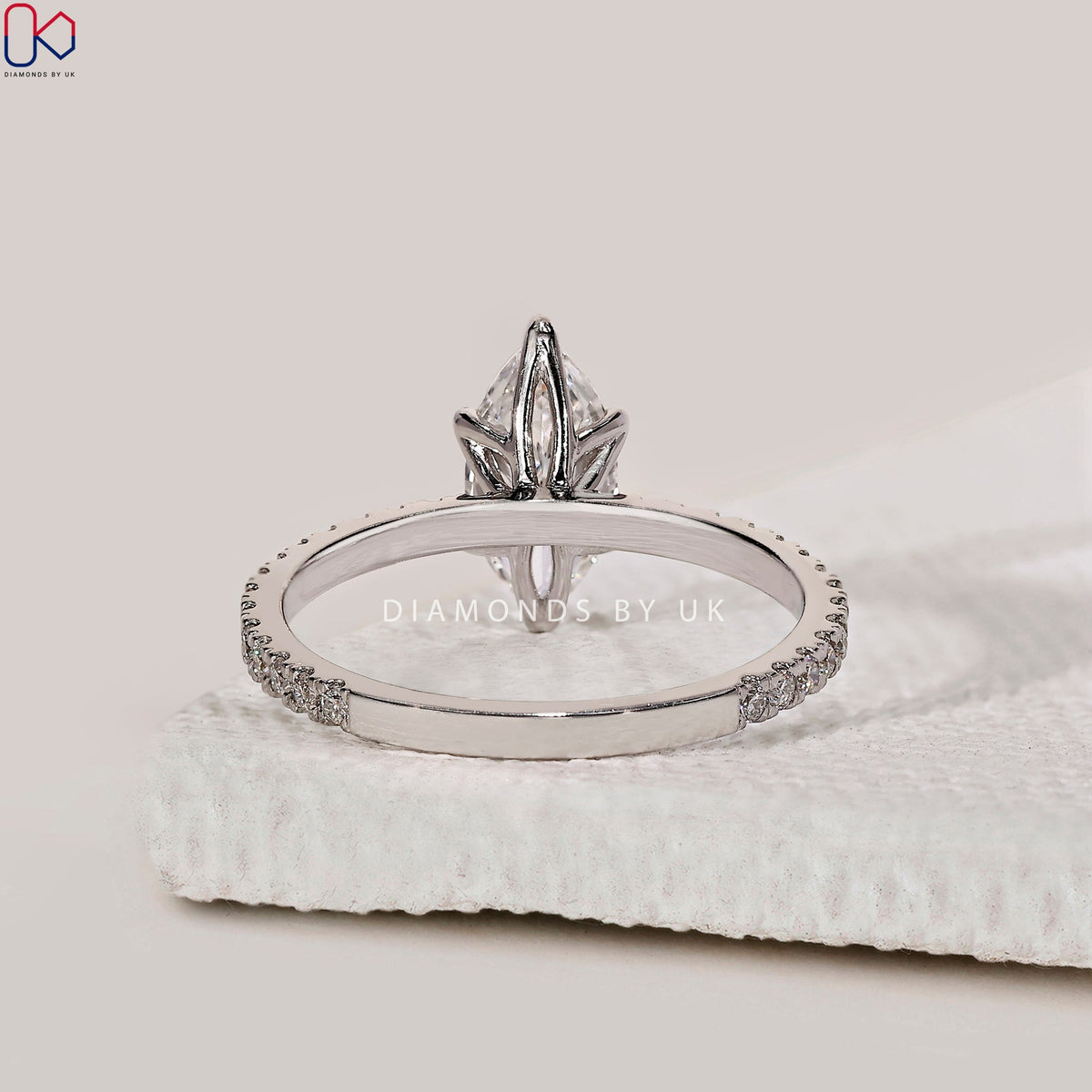 Marquise Diamond Engagement Ring With Pave Setting