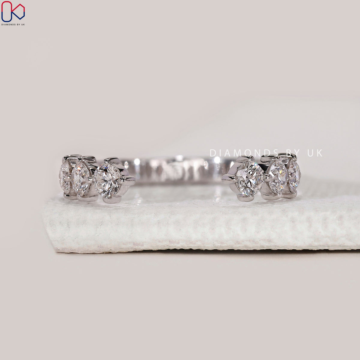 6 Stone Round Diamond Wedding Band