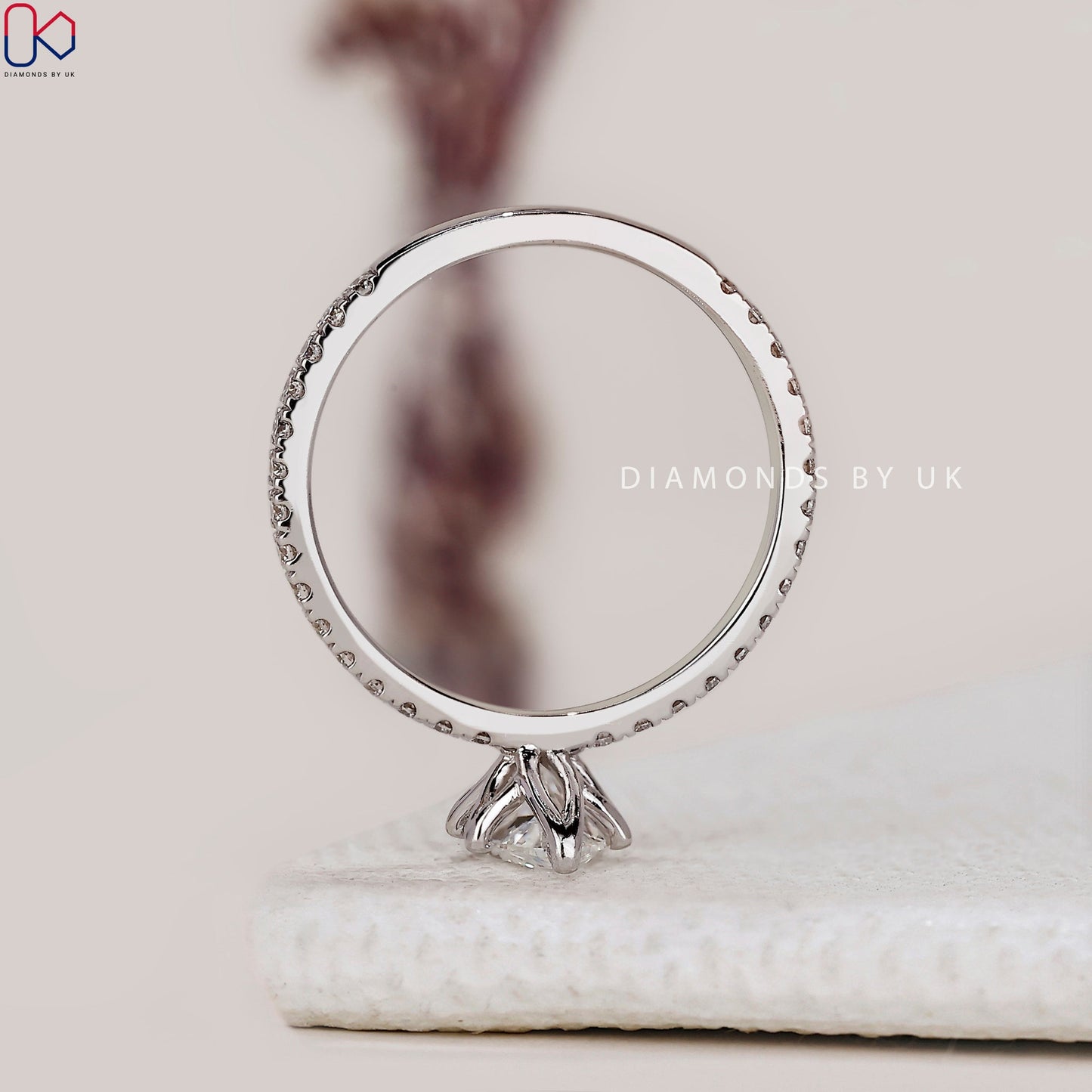 Marquise Diamond Engagement Ring With Pave Setting