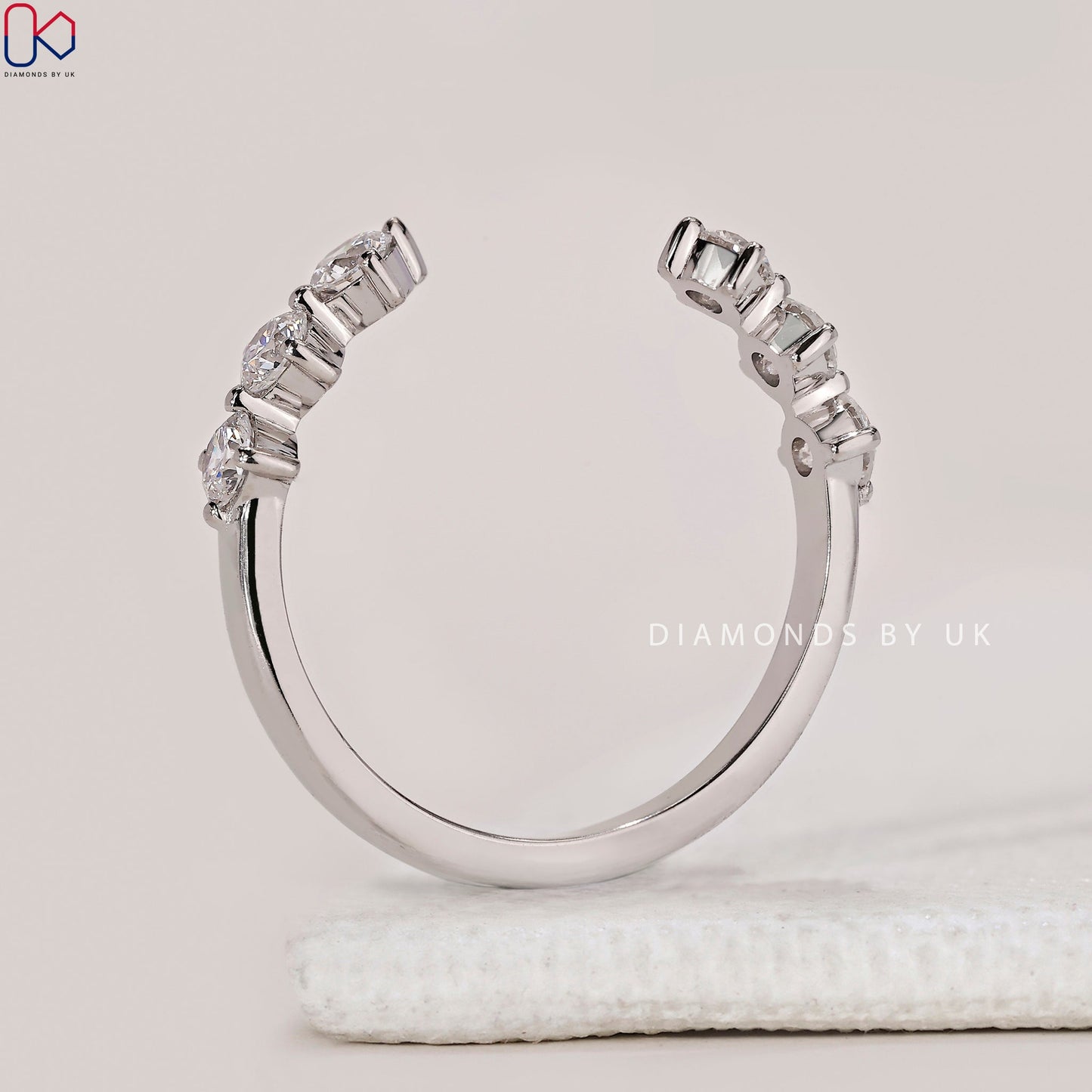 6 Stone Round Diamond Wedding Band