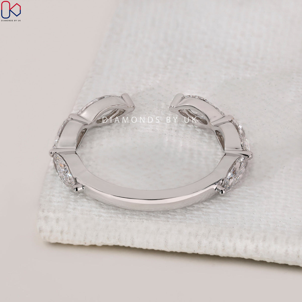 Marquise Diamond Wedding Band In White Gold