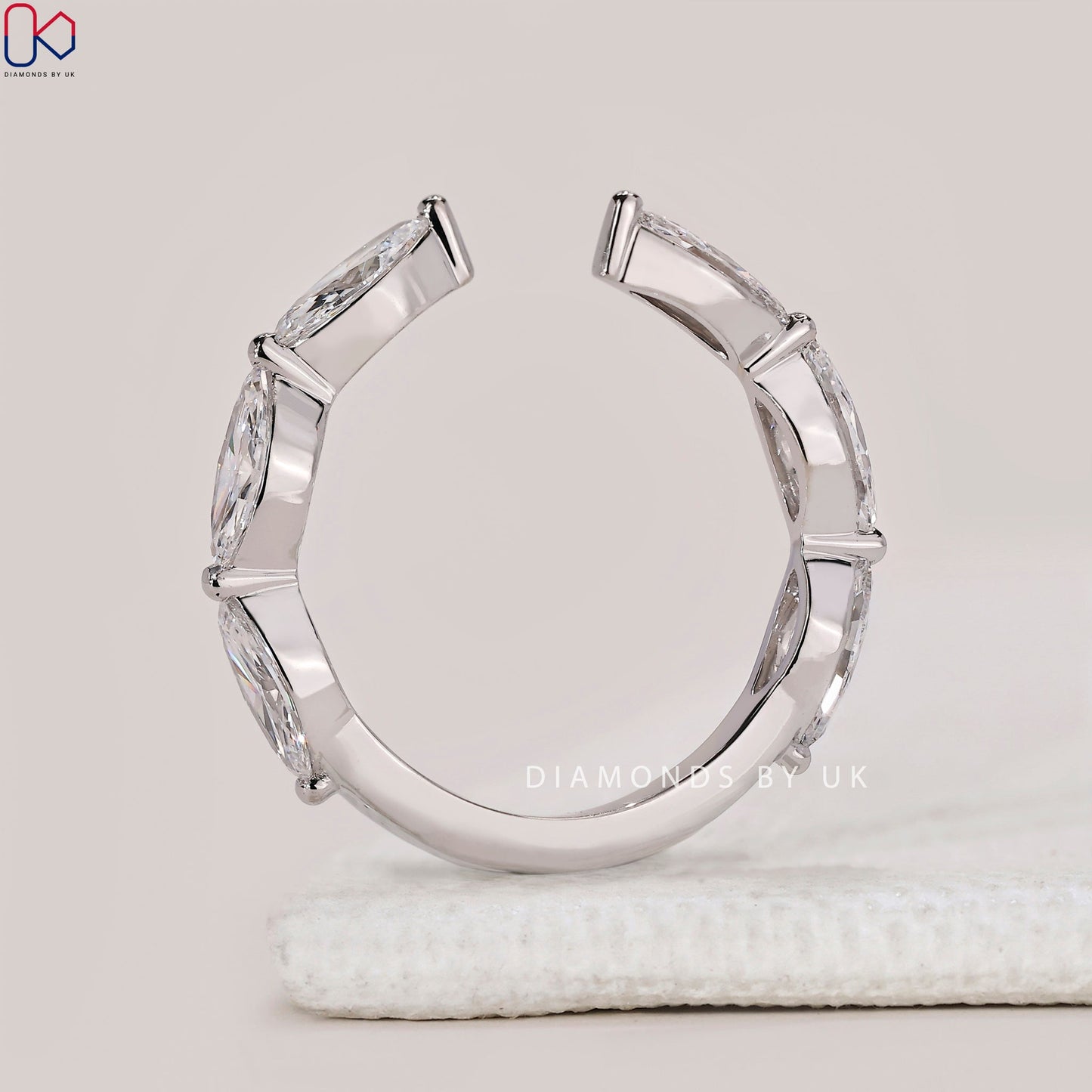 Marquise Diamond Wedding Band In White Gold