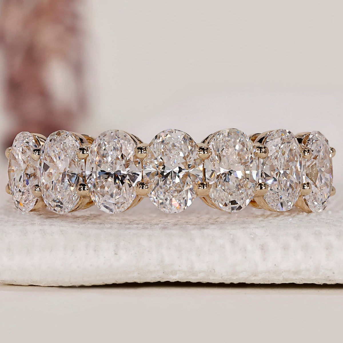 Half Eternity Oval Cut Diamond Band