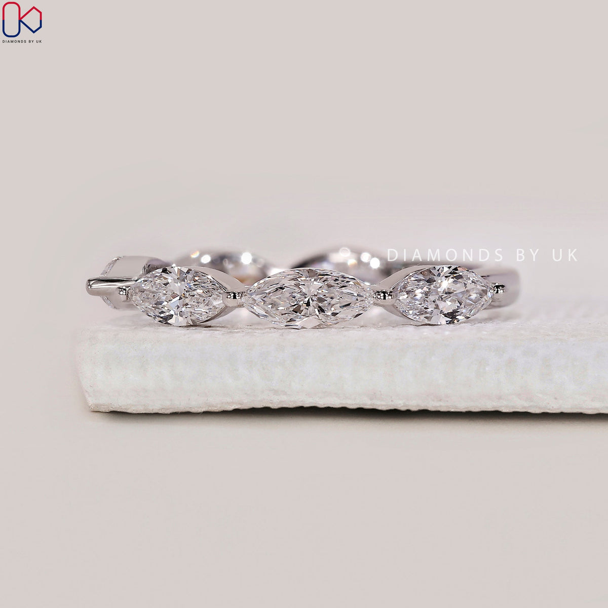 Marquise Diamond Wedding Band In White Gold