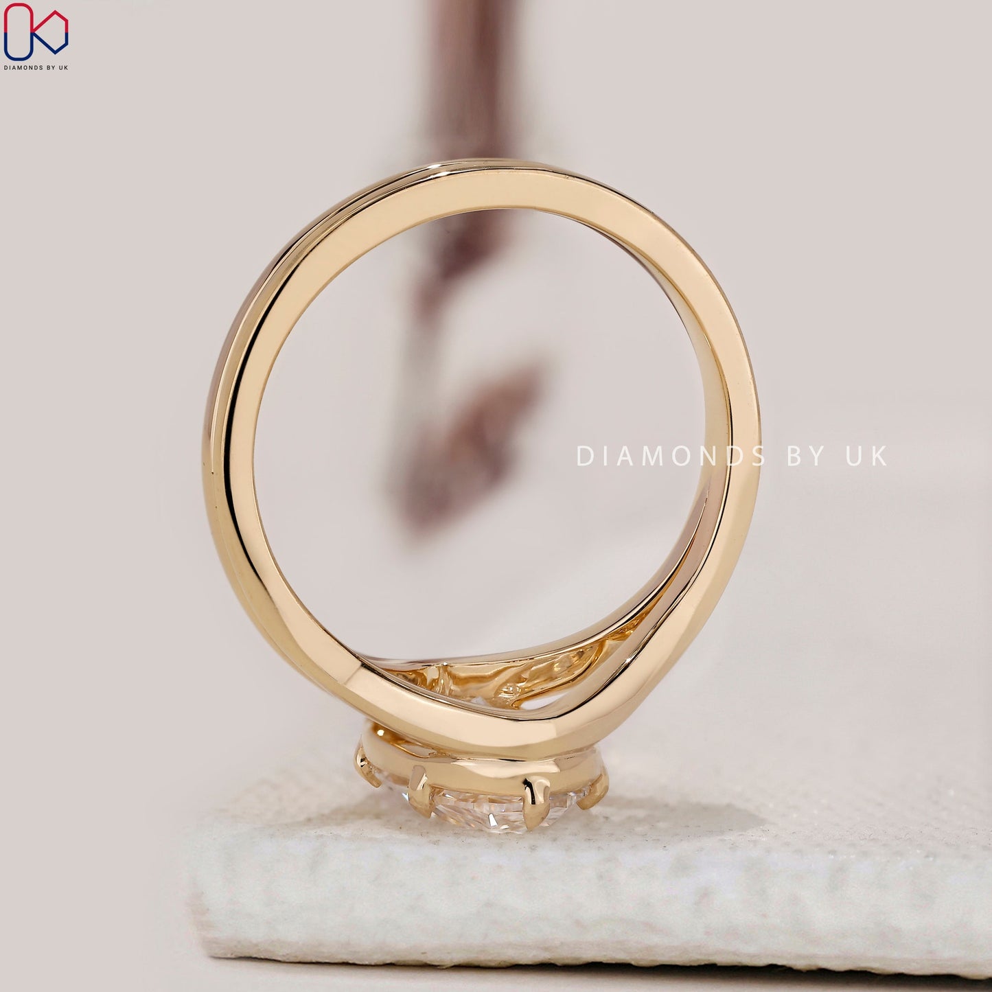 Oval Diamond Split Shank Engagement Ring